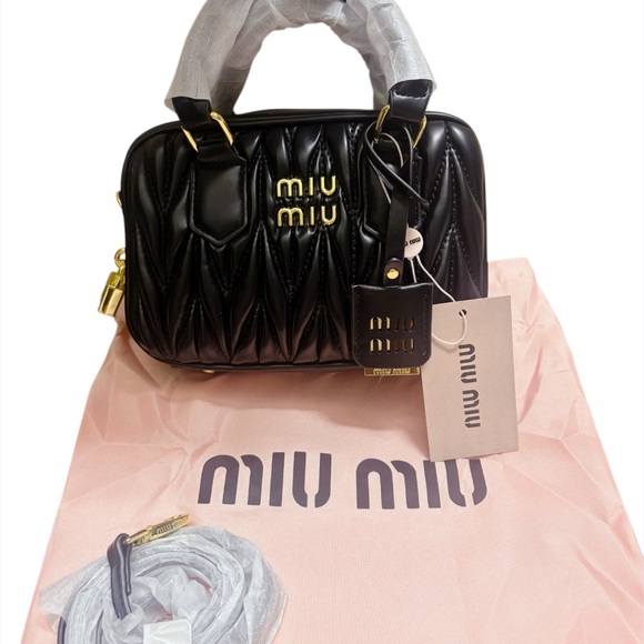 Miu Miu Black Quilted Crossbody Bag - Picture 2 of 5